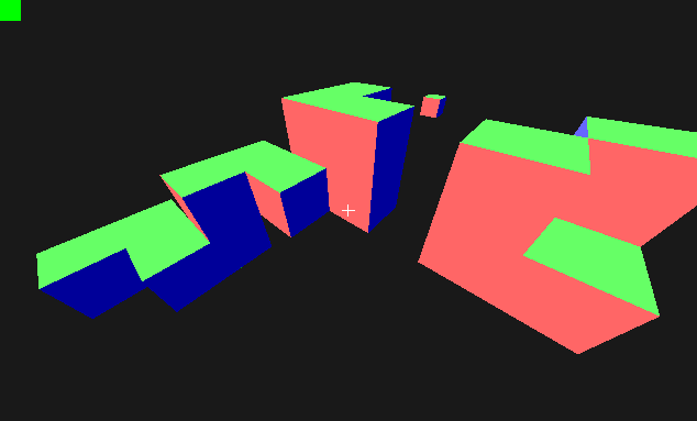 debuggium scene with a coloured square at the upper left