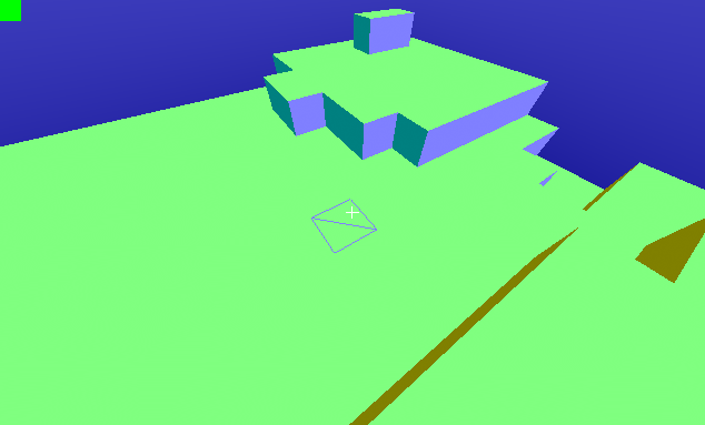 voxel-blob with one square of the surface highlighted by a dark square with one diagonal